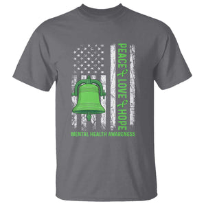 Mental Health Awarenes T Shirt Peace Love Hope Green Ribbon TS14 Charcoal Print Your Wear
