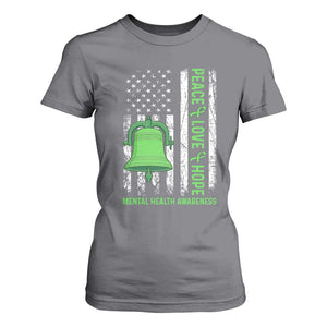 Mental Health Awarenes T Shirt For Women Peace Love Hope Green Ribbon TS14 Charcoal Print Your Wear