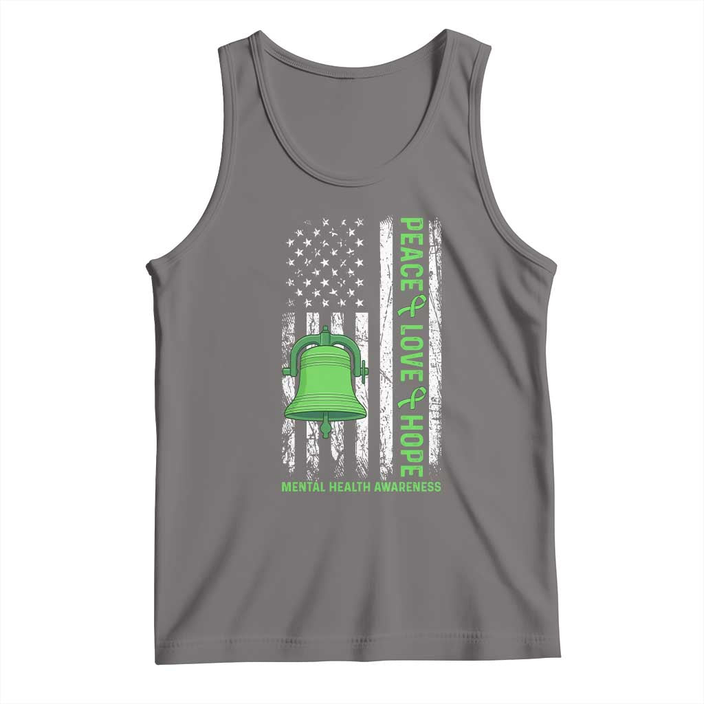 Mental Health Awarenes Tank Top Peace Love Hope Green Ribbon TS14 Deep Heather Print Your Wear