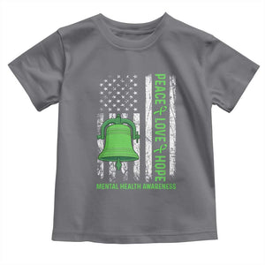 Mental Health Awarenes Toddler T Shirt Peace Love Hope Green Ribbon TS14 Charcoal Print Your Wear