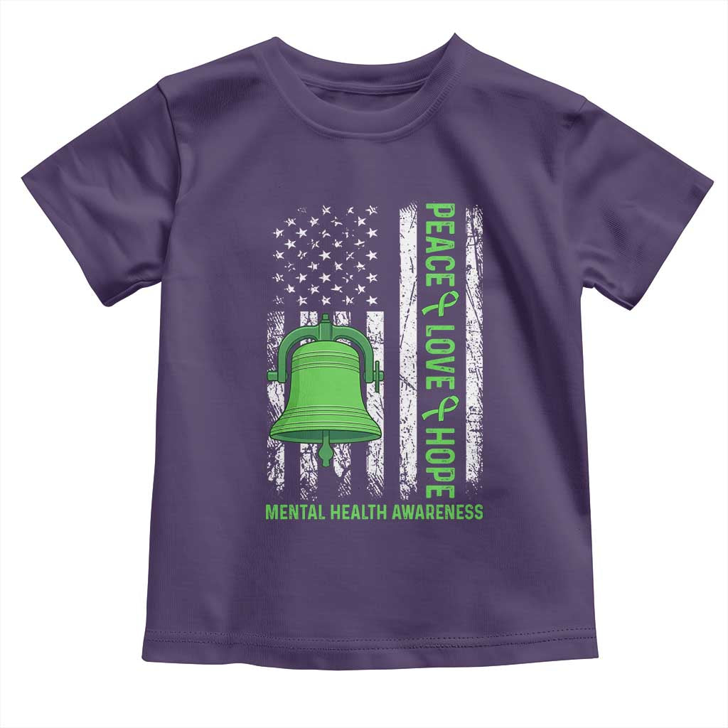 Mental Health Awarenes Toddler T Shirt Peace Love Hope Green Ribbon TS14 Purple Print Your Wear
