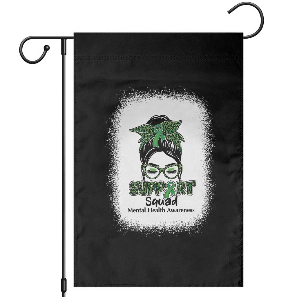 Mental Health Awarenes Garden Flag Messy Bun Green Ribbon Support TS14 Black Print Your Wear