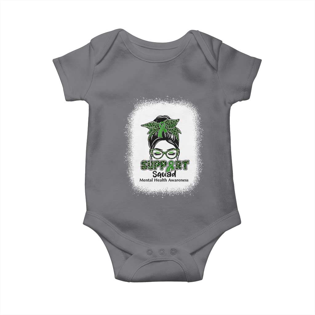 Mental Health Awarenes Baby Onesie Messy Bun Green Ribbon Support TS14 Charcoal Print Your Wear