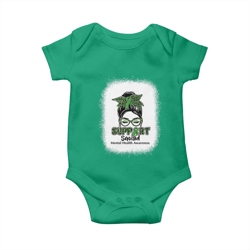 Mental Health Awarenes Baby Onesie Messy Bun Green Ribbon Support TS14 Irish Green Print Your Wear