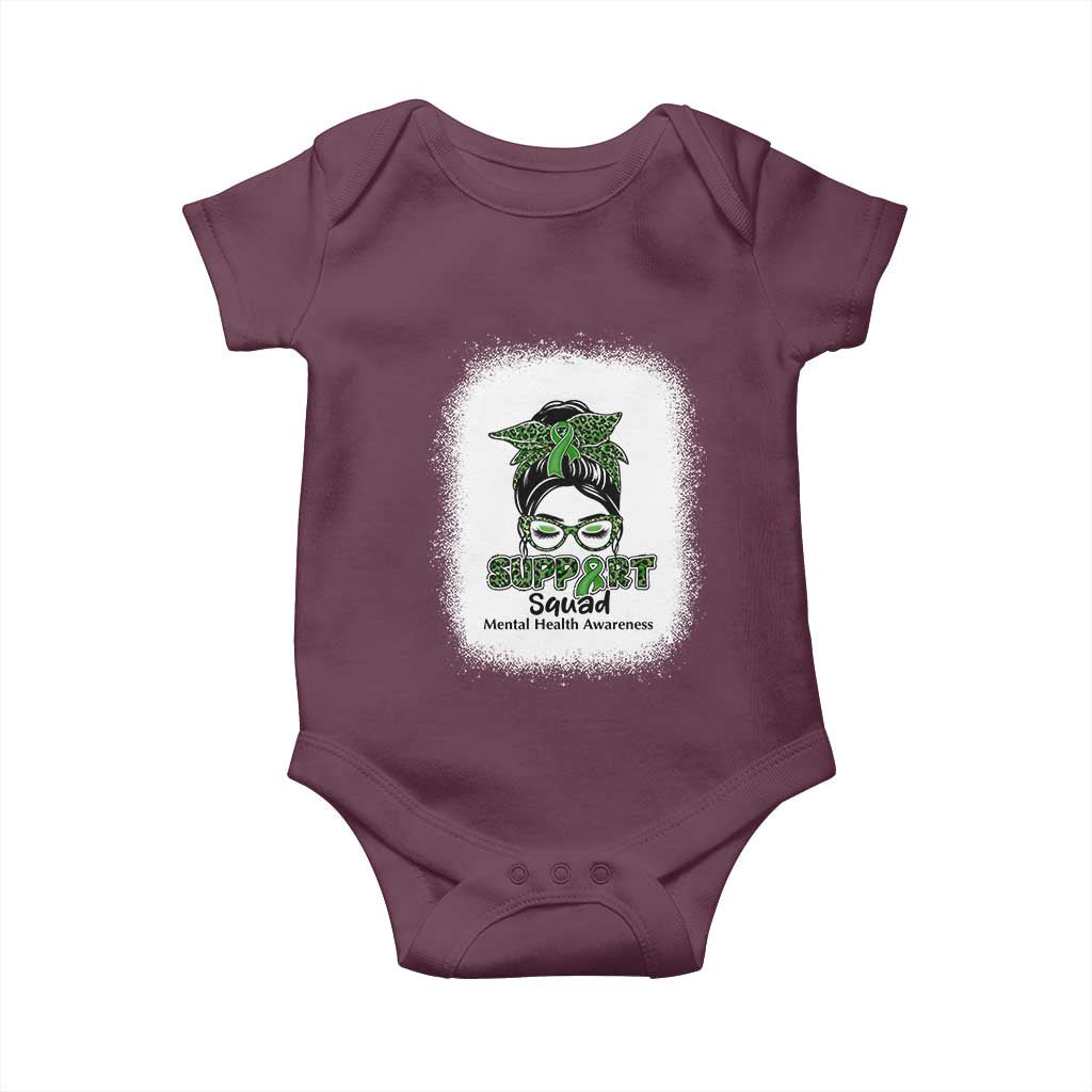 Mental Health Awarenes Baby Onesie Messy Bun Green Ribbon Support TS14 Maroon Print Your Wear