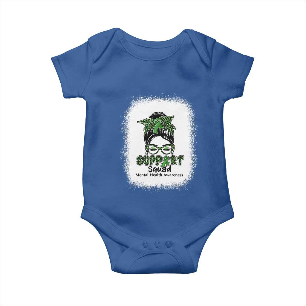 Mental Health Awarenes Baby Onesie Messy Bun Green Ribbon Support TS14 Royal Blue Print Your Wear