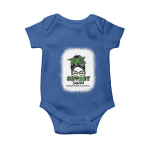 Mental Health Awarenes Baby Onesie Messy Bun Green Ribbon Support TS14 Royal Blue Print Your Wear