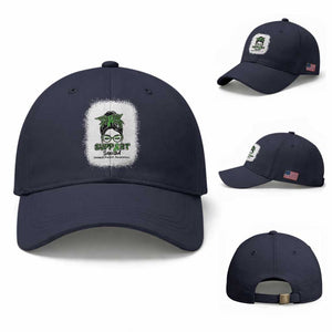 Mental Health Awarenes Baseball Cap Messy Bun Green Ribbon Support TS14 Baseball Cap Universal Fit Navy Print Your Wear