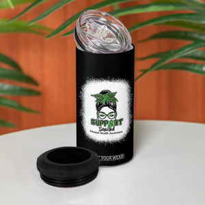 Mental Health Awarenes 4 in 1 Can Cooler Tumbler Messy Bun Green Ribbon Support TS14 Print Your Wear