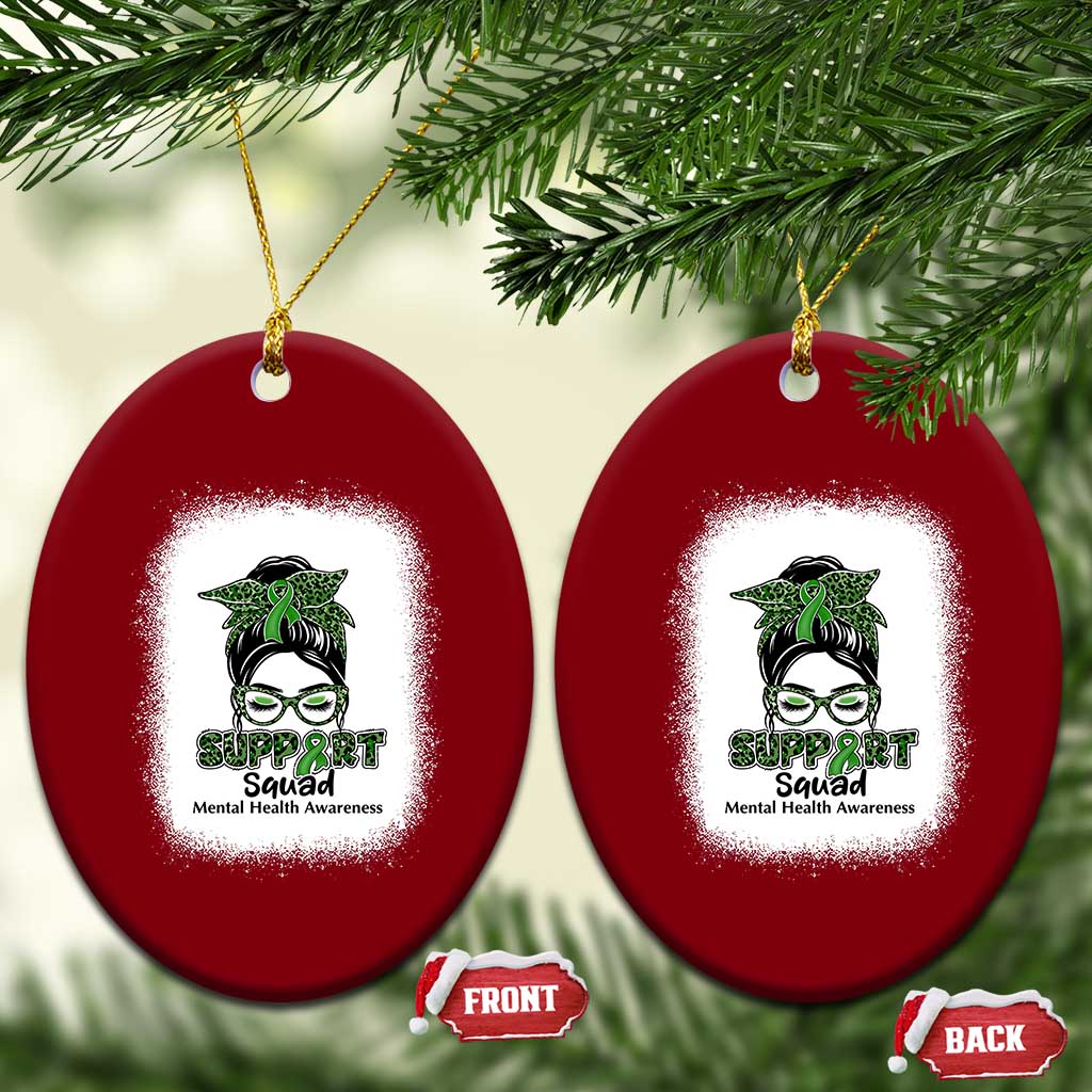 Mental Health Awarenes Ceramic Ornament Messy Bun Green Ribbon Support TS14 Print Your Wear