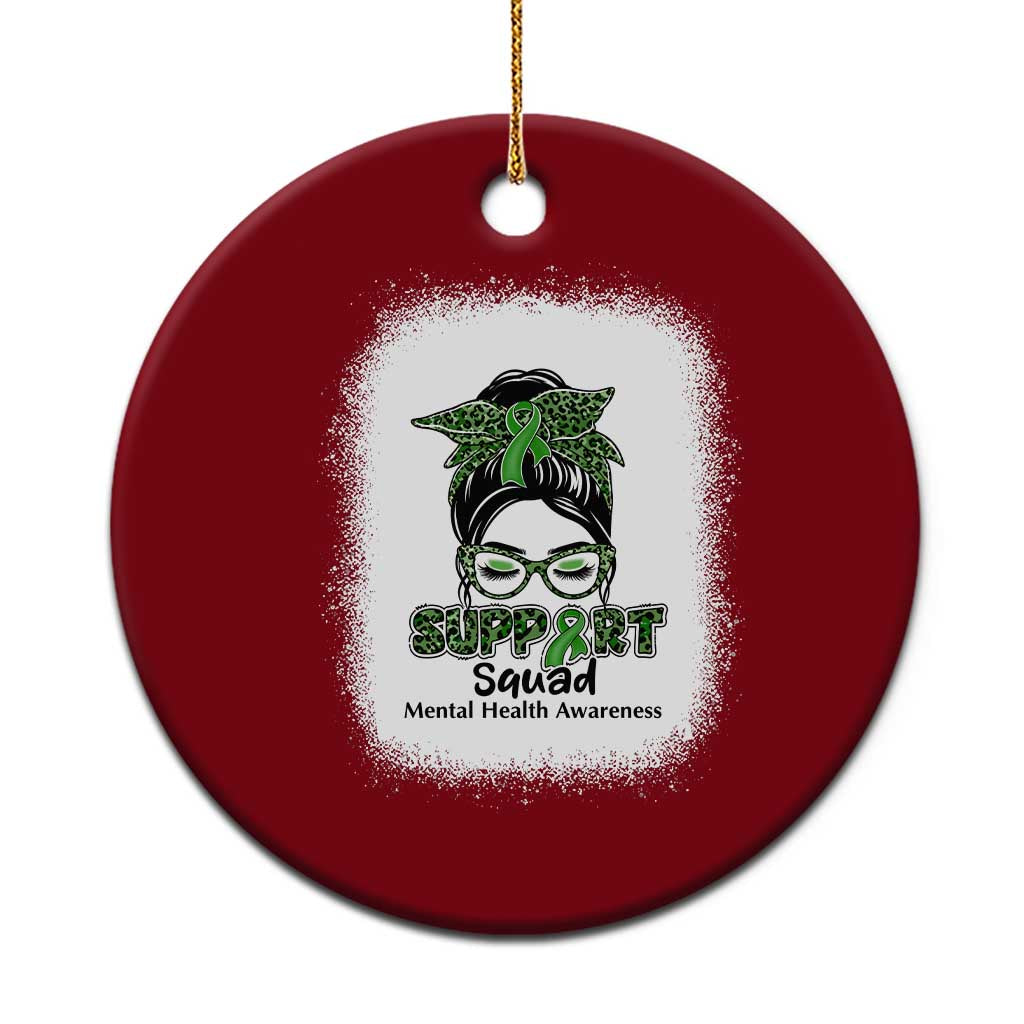 Mental Health Awarenes Ceramic Ornament Messy Bun Green Ribbon Support TS14 1pc Red Print Your Wear