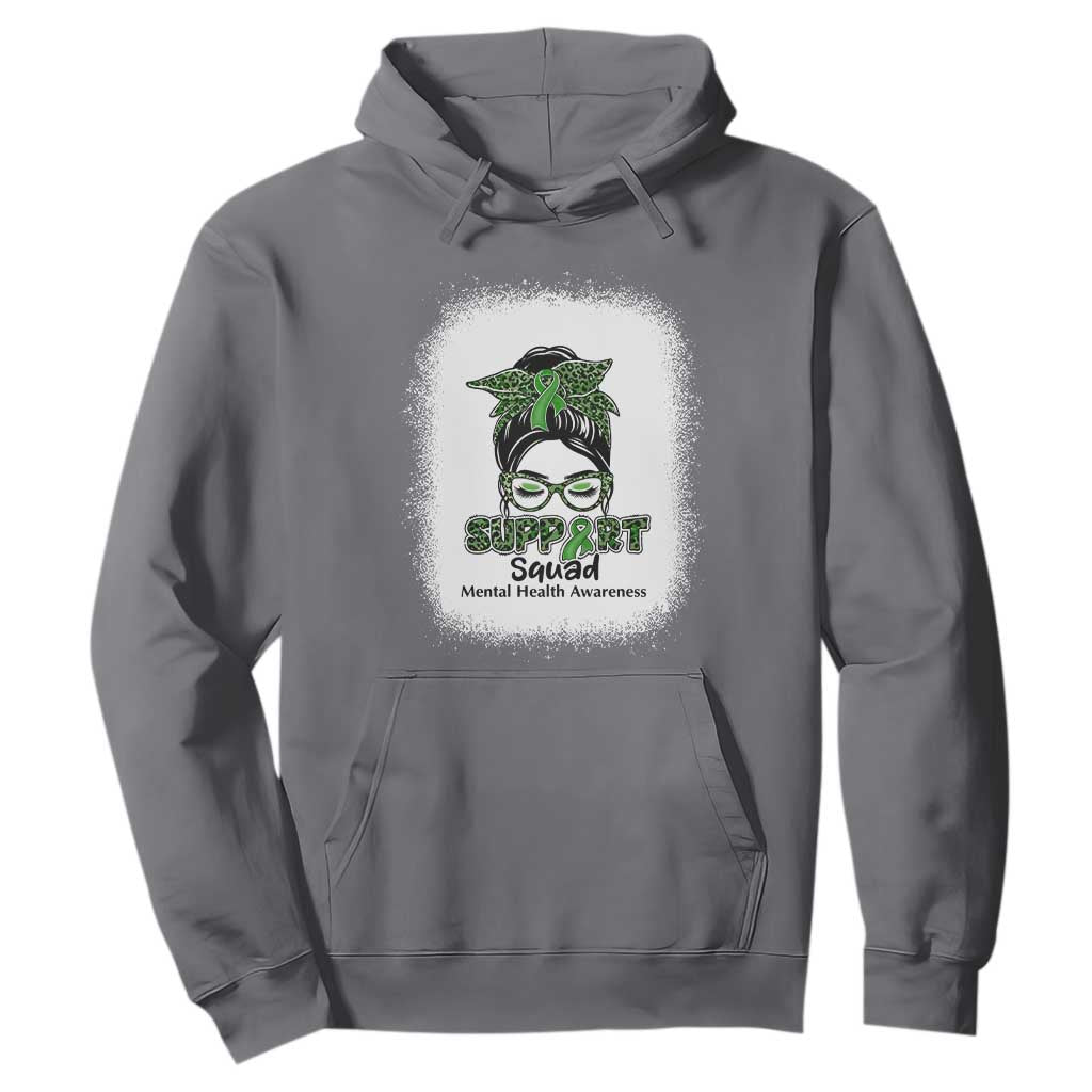 Mental Health Awarenes Hoodie Messy Bun Green Ribbon Support TS14 Charcoal Print Your Wear