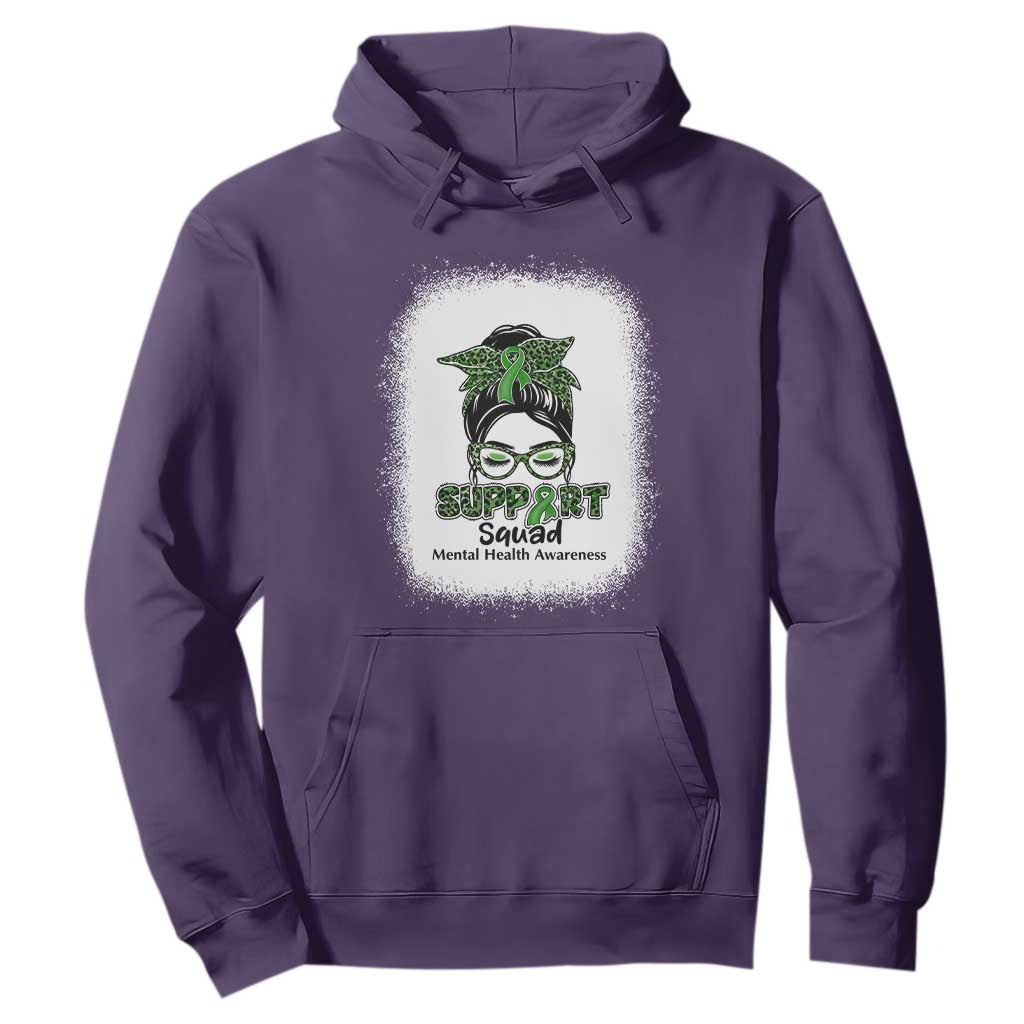 Mental Health Awarenes Hoodie Messy Bun Green Ribbon Support TS14 Purple Print Your Wear