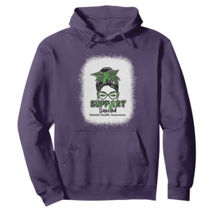 Mental Health Awarenes Hoodie Messy Bun Green Ribbon Support TS14 Purple Print Your Wear