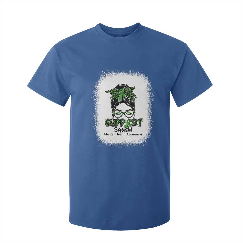 Mental Health Awarenes T Shirt For Kid Messy Bun Green Ribbon Support TS14 Royal Blue Print Your Wear