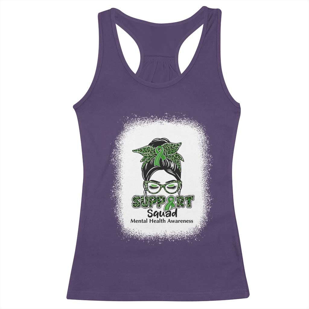 Mental Health Awarenes Racerback Tank Top Messy Bun Green Ribbon Support TS14 Purple Print Your Wear