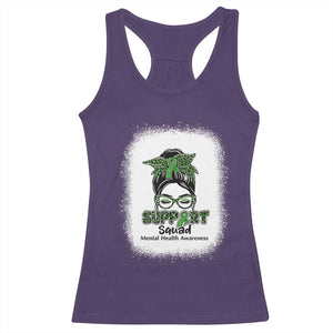 Mental Health Awarenes Racerback Tank Top Messy Bun Green Ribbon Support TS14 Purple Print Your Wear