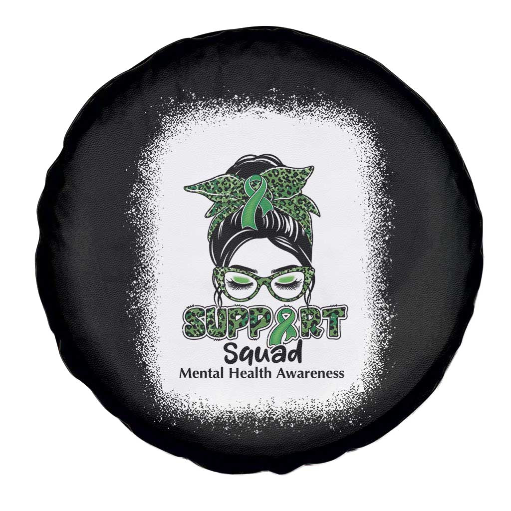 Mental Health Awarenes Spare Tire Cover Messy Bun Green Ribbon Support TS14 Print Your Wear