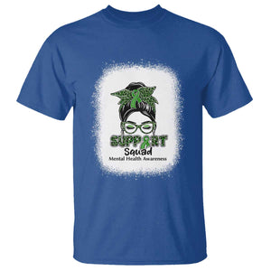 Mental Health Awarenes T Shirt Messy Bun Green Ribbon Support TS14 Royal Blue Print Your Wear