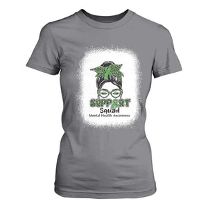 Mental Health Awarenes T Shirt For Women Messy Bun Green Ribbon Support TS14 Charcoal Print Your Wear