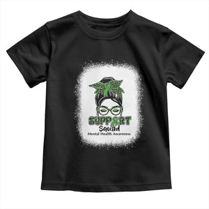 Mental Health Awarenes Toddler T Shirt Messy Bun Green Ribbon Support TS14 Black Print Your Wear
