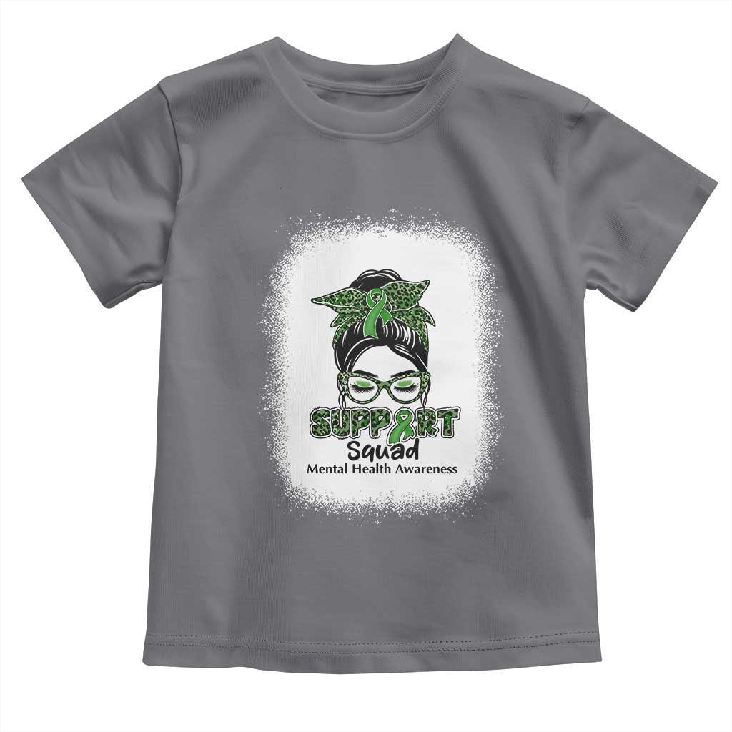 Mental Health Awarenes Toddler T Shirt Messy Bun Green Ribbon Support TS14 Charcoal Print Your Wear