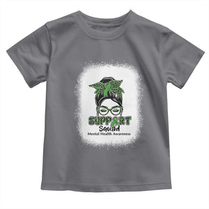 Mental Health Awarenes Toddler T Shirt Messy Bun Green Ribbon Support TS14 Charcoal Print Your Wear
