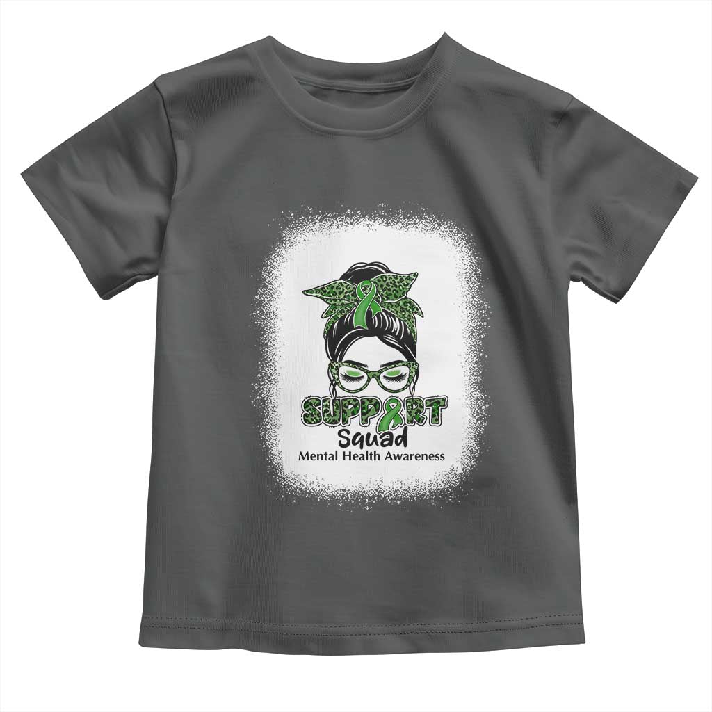 Mental Health Awarenes Toddler T Shirt Messy Bun Green Ribbon Support TS14 Dark Heather Print Your Wear