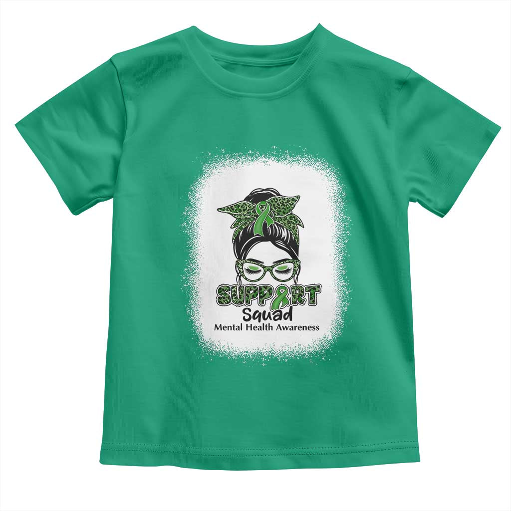 Mental Health Awarenes Toddler T Shirt Messy Bun Green Ribbon Support TS14 Irish Green Print Your Wear