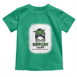 Mental Health Awarenes Toddler T Shirt Messy Bun Green Ribbon Support TS14 Irish Green Print Your Wear
