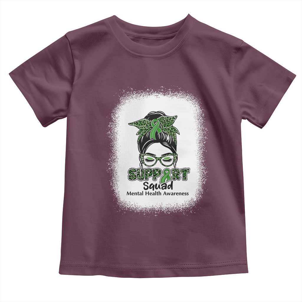 Mental Health Awarenes Toddler T Shirt Messy Bun Green Ribbon Support TS14 Maroon Print Your Wear