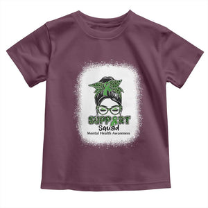 Mental Health Awarenes Toddler T Shirt Messy Bun Green Ribbon Support TS14 Maroon Print Your Wear