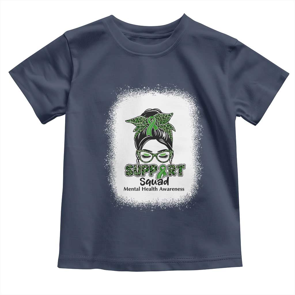 Mental Health Awarenes Toddler T Shirt Messy Bun Green Ribbon Support TS14 Navy Print Your Wear
