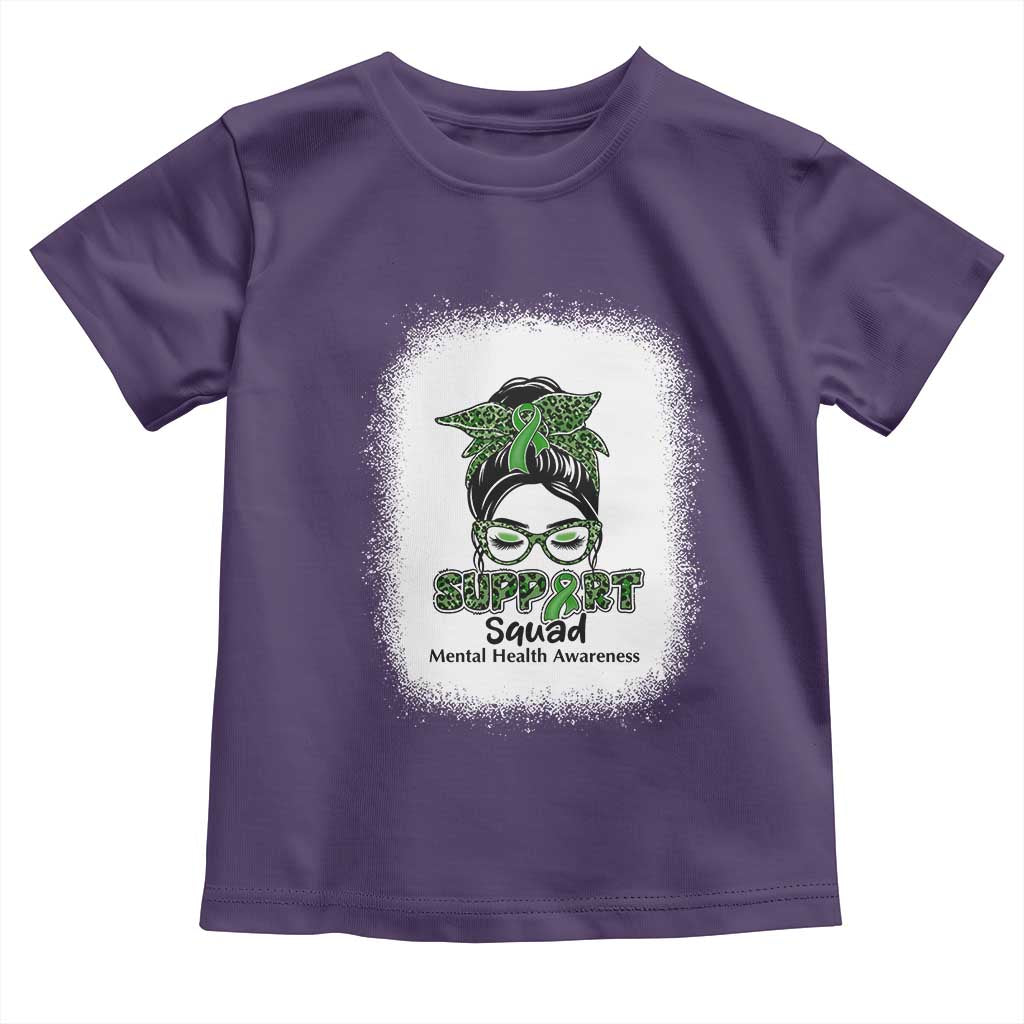 Mental Health Awarenes Toddler T Shirt Messy Bun Green Ribbon Support TS14 Purple Print Your Wear