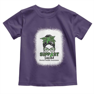 Mental Health Awarenes Toddler T Shirt Messy Bun Green Ribbon Support TS14 Purple Print Your Wear