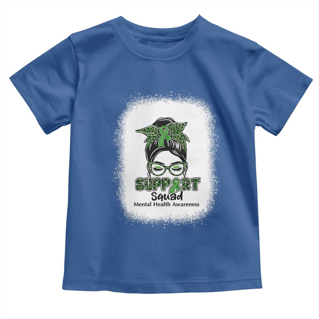 Mental Health Awarenes Toddler T Shirt Messy Bun Green Ribbon Support TS14 Royal Blue Print Your Wear