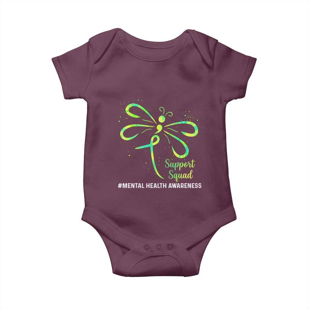 Mental Health Awarenes Baby Onesie Support Squad Green Ribbon TS14 Maroon Print Your Wear
