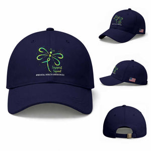 Mental Health Awarenes Baseball Cap Support Squad Green Ribbon TS14 Baseball Cap Universal Fit Dark Blue Print Your Wear