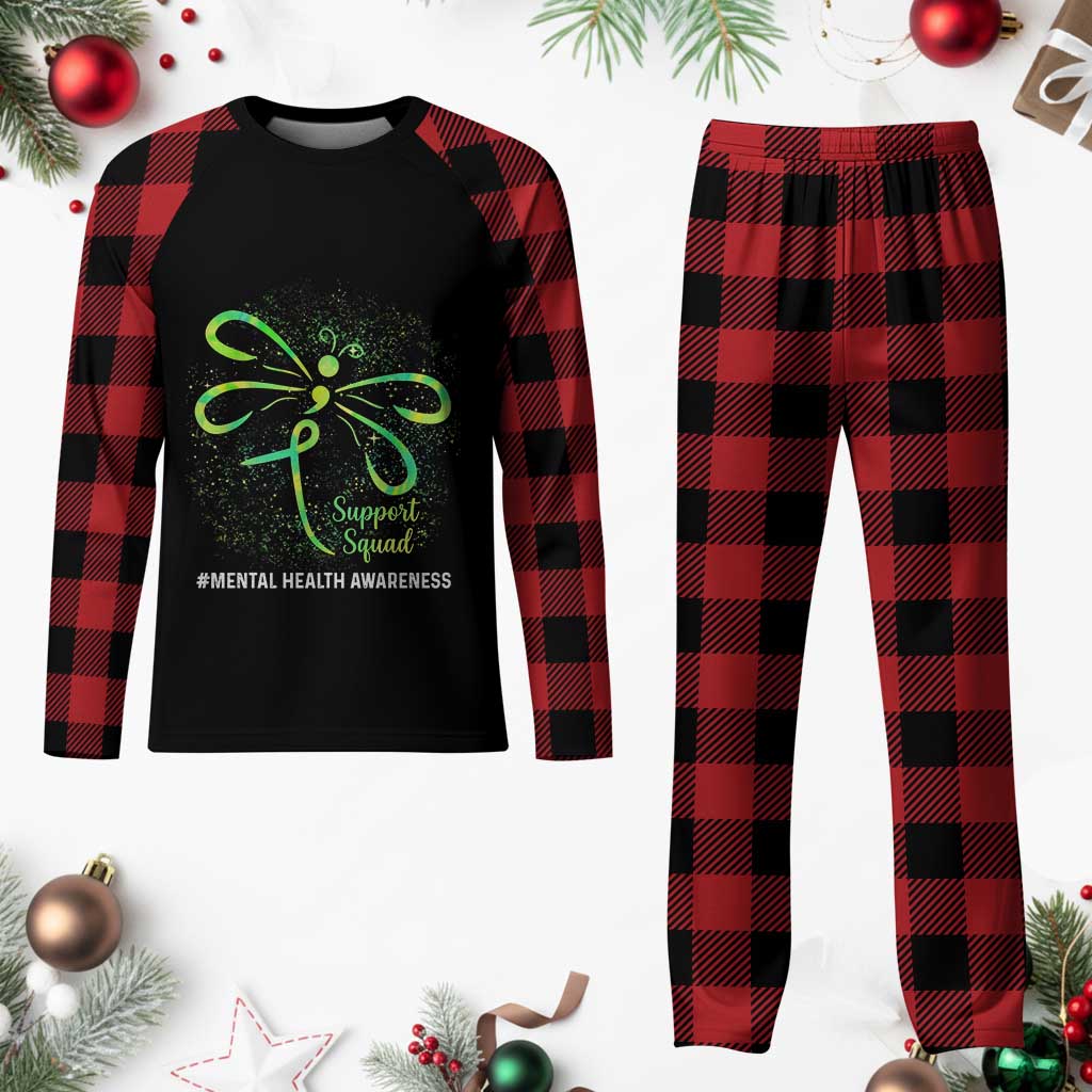 Mental Health Awarenes Plaid Pajama Set Support Squad Green Ribbon TS14 Buffalo Plaid Print Your Wear