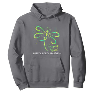 Mental Health Awarenes Hoodie Support Squad Green Ribbon TS14 Charcoal Print Your Wear