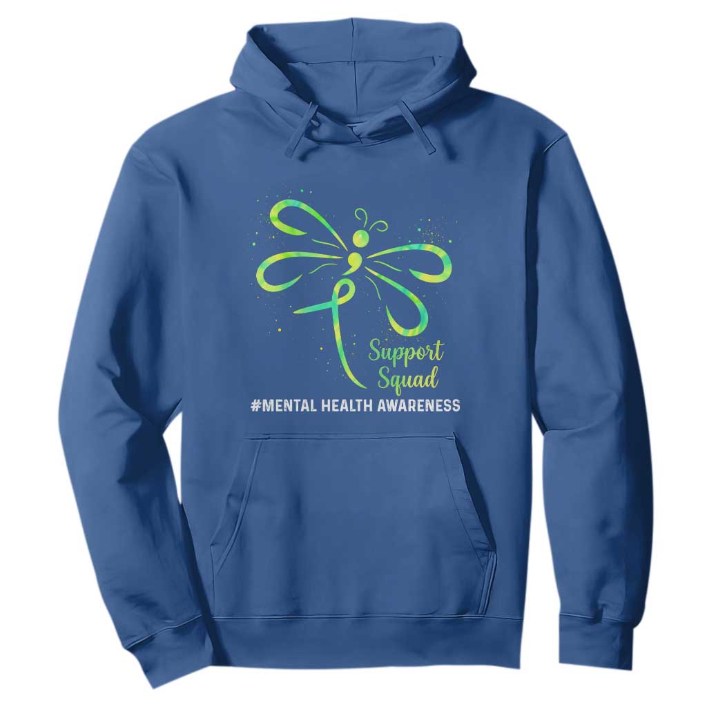 Mental Health Awarenes Hoodie Support Squad Green Ribbon TS14 Royal Blue Print Your Wear