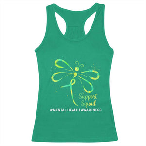 Mental Health Awarenes Racerback Tank Top Support Squad Green Ribbon TS14 Irish Green Print Your Wear