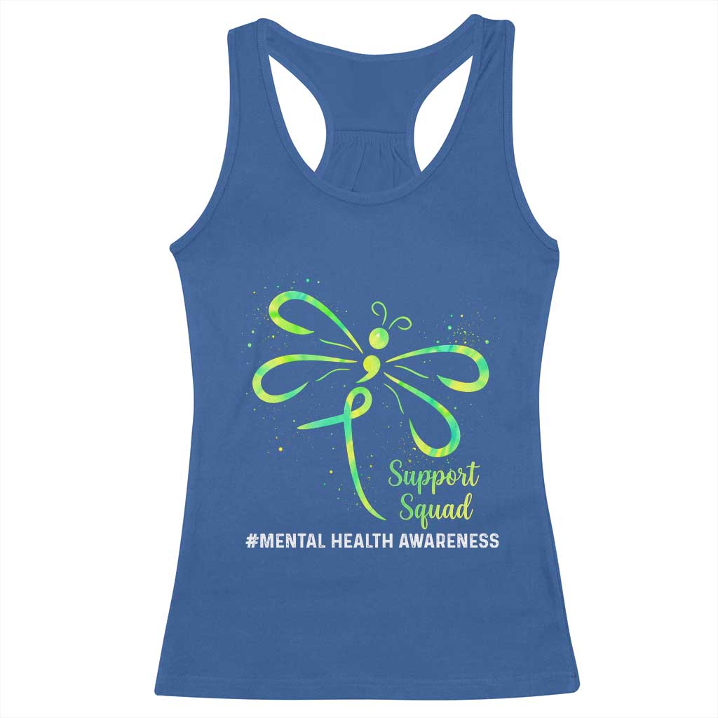 Mental Health Awarenes Racerback Tank Top Support Squad Green Ribbon TS14 Royal Blue Print Your Wear