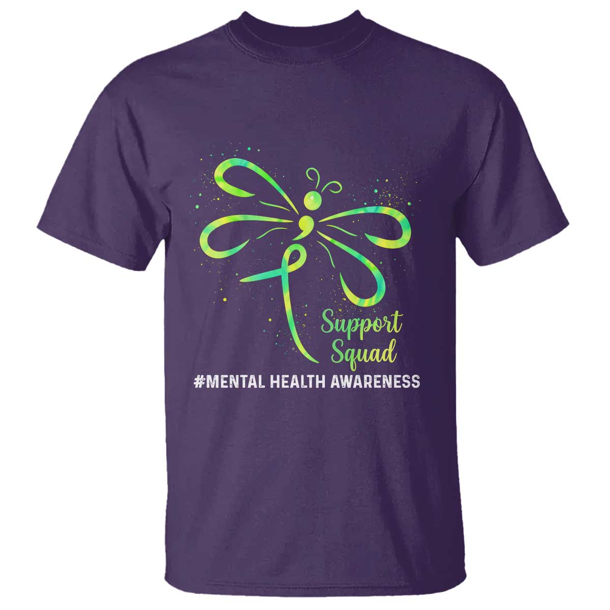 Mental Health Awarenes T Shirt Support Squad Green Ribbon TS14 Purple Print Your Wear