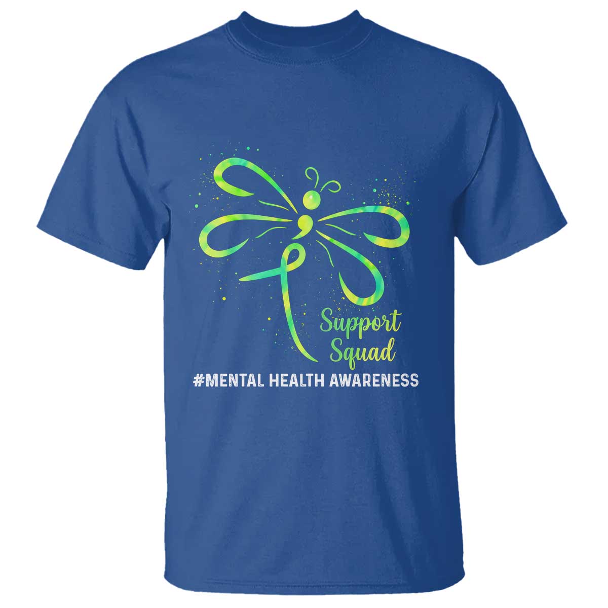 Mental Health Awarenes T Shirt Support Squad Green Ribbon TS14 Royal Blue Print Your Wear