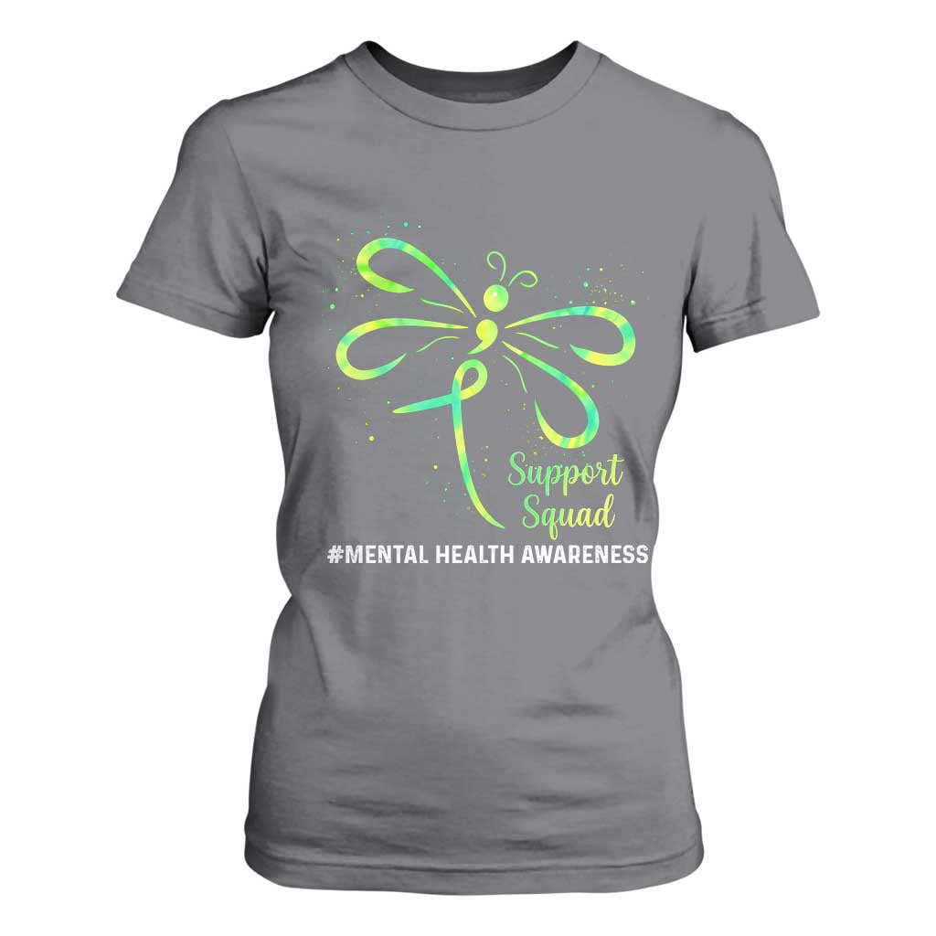 Mental Health Awarenes T Shirt For Women Support Squad Green Ribbon TS14 Charcoal Print Your Wear