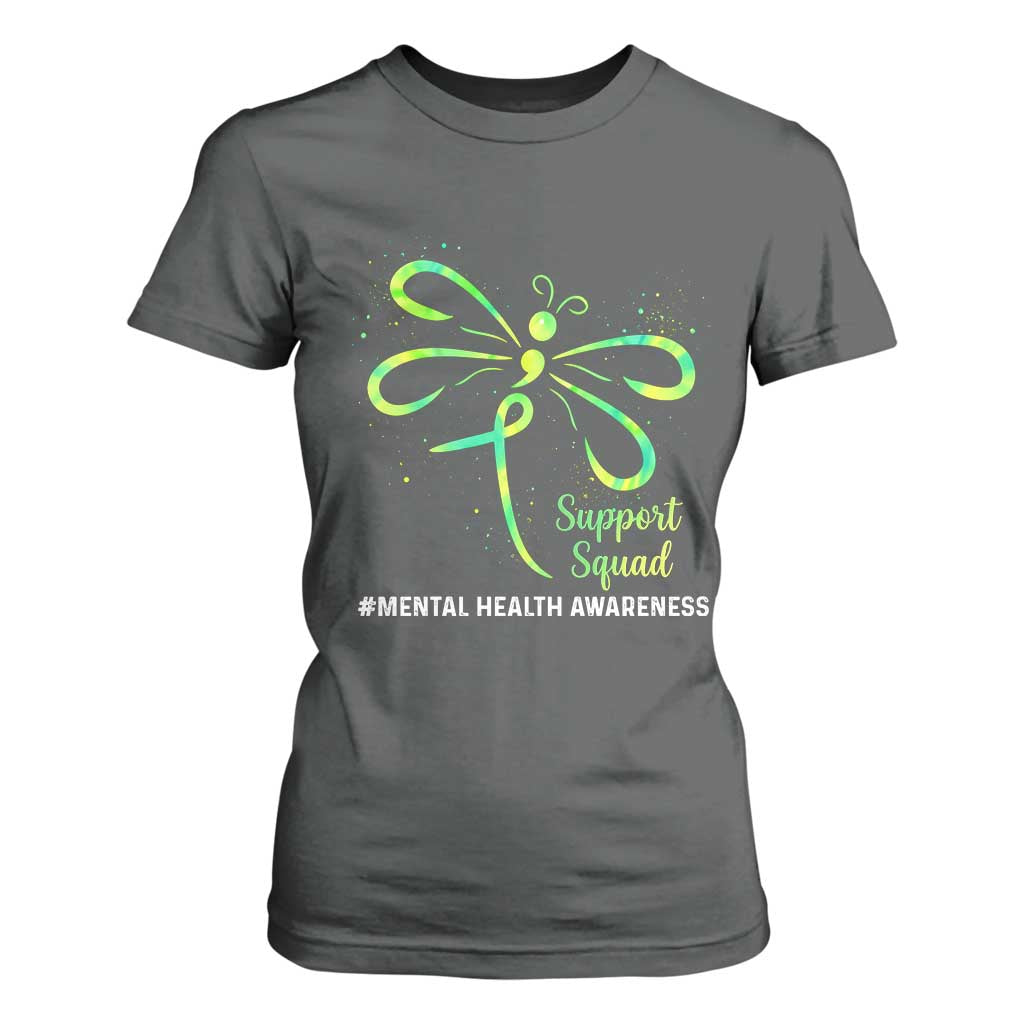 Mental Health Awarenes T Shirt For Women Support Squad Green Ribbon TS14 Dark Heather Print Your Wear