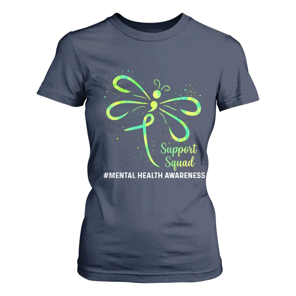 Mental Health Awarenes T Shirt For Women Support Squad Green Ribbon TS14 Navy Print Your Wear