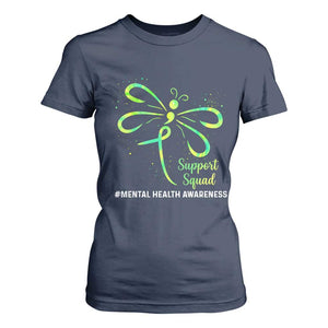 Mental Health Awarenes T Shirt For Women Support Squad Green Ribbon TS14 Navy Print Your Wear