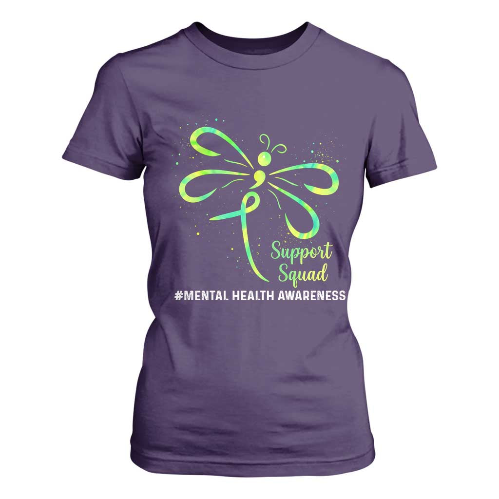Mental Health Awarenes T Shirt For Women Support Squad Green Ribbon TS14 Purple Print Your Wear